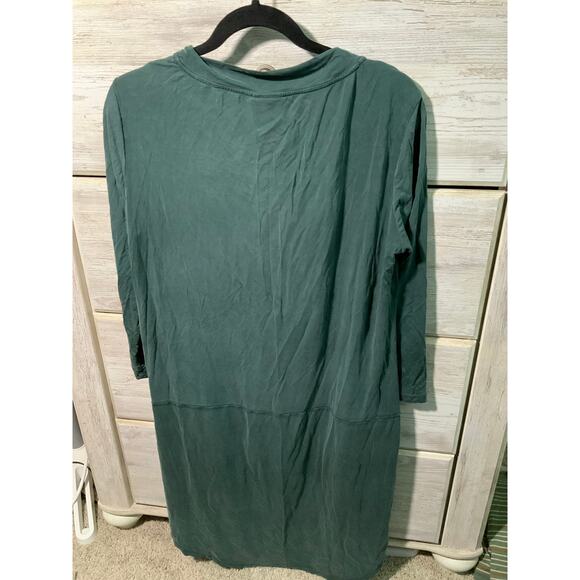 Dolan Left Coast Forest Green Cupro V Neck Tunic Dress - Large - Picture 2 of 4